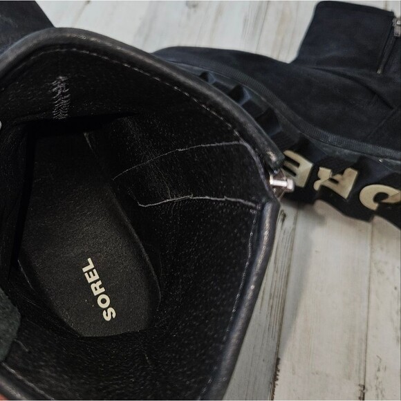 Sorel Joan Of Arctic II Black Suede Leatger Buckle Wedge Boots - Picture 7 of 9